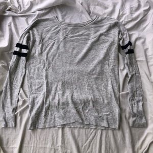 American Eagle grey with navy arm stripes sweater